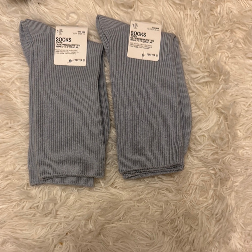 Forever 21 Blue Casual Socks Ribbed Cotton Blend